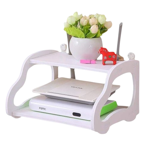 2-Layer Wall Mount WiFi Router Storage Rack – Stylish & Space-Saving