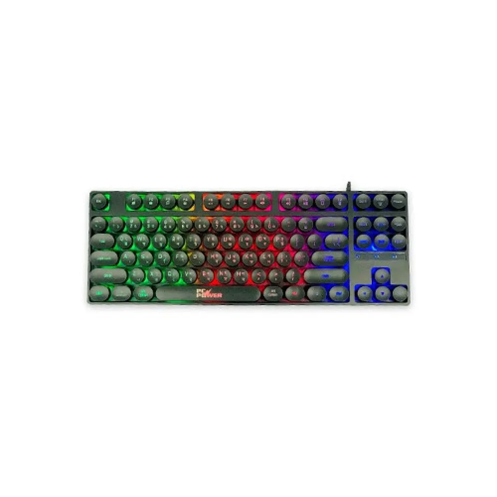 PC POWER K8 RGB Wired Gaming Keyboard (Black) - 104 Keys, English/Bangla Fonts, Customizable RGB Backlighting, USB Wired Connection for Uninterrupted Gaming Experience