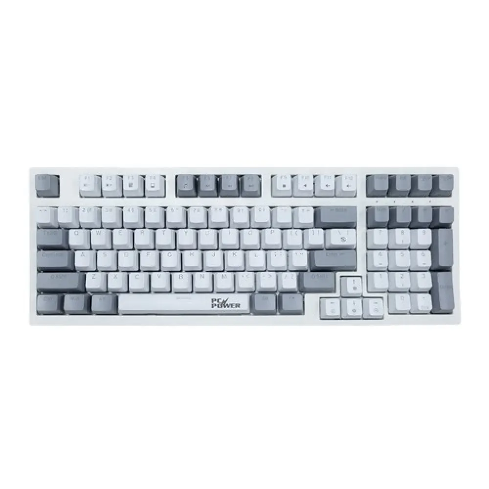 PC POWER K98 RGB Hot-Swappable Wired Mechanical Gaming Keyboard (White) - 98 Keys, Blue Switches, Customizable RGB Lighting for Enhanced Gaming Experience