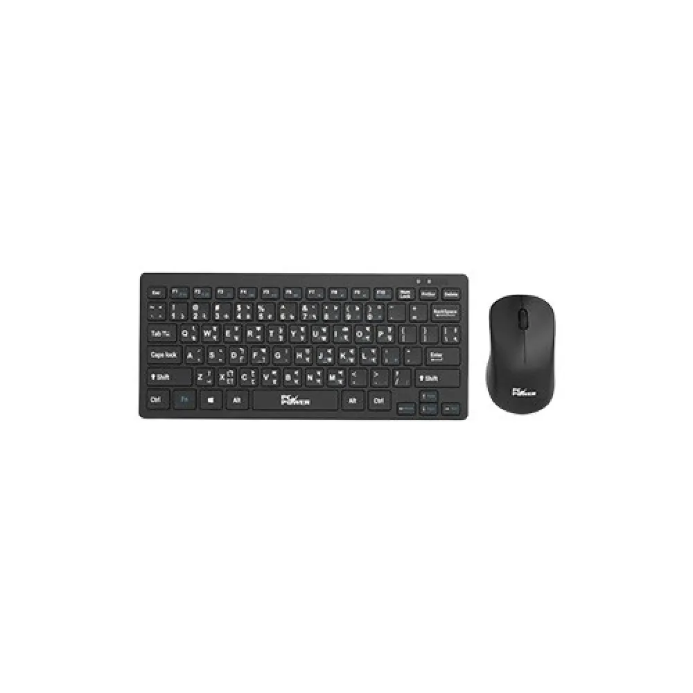 PC Power PCK-226 + PCM-936 Wireless Keyboard & Mouse Combo (Black) - USB Dongle, Membrane Switch, Compact Design for Portability
