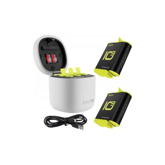 TELESIN ALLIN BOX IP54 Waterproof Fast Charger for GoPro HERO9/10 – 3-Slot Battery Charging, 2 Batteries, TF Card Reader, Fast USB Transfer