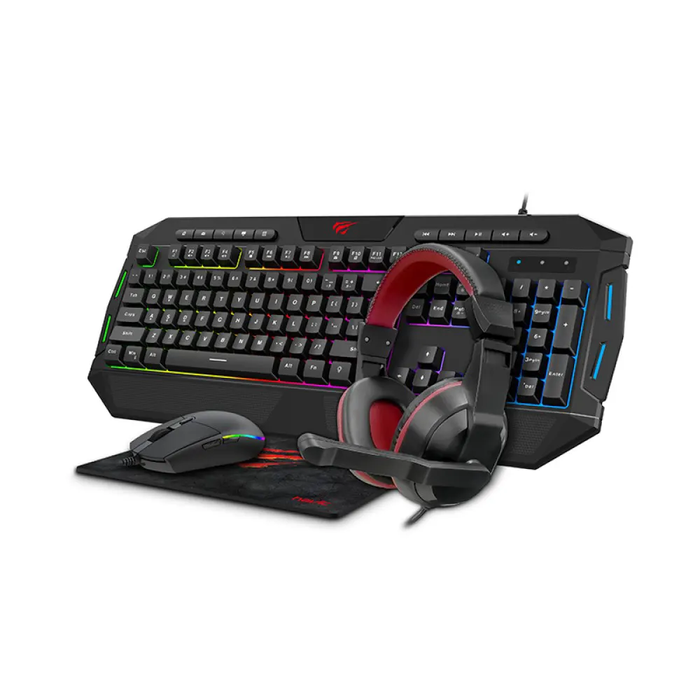 Havit KB501CM 4-in-1 RGB Gaming Combo – Keyboard, Mouse, Headphone & Mouse Pad (Ergonomic Design, RGB Lighting)