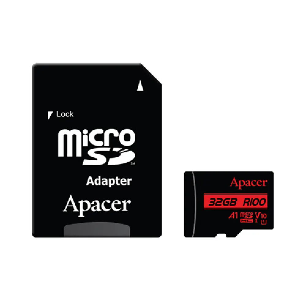 Apacer R100 32GB MicroSDHC Card – UHS-I, Class 10, A1 Performance, 100MB/s Read Speed with Adapter
