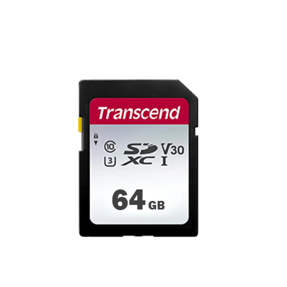 Transcend SDXC/SDHC 300S 64GB UHS-I Memory Card – V30, 95MB/s Read, 20MB/s Write