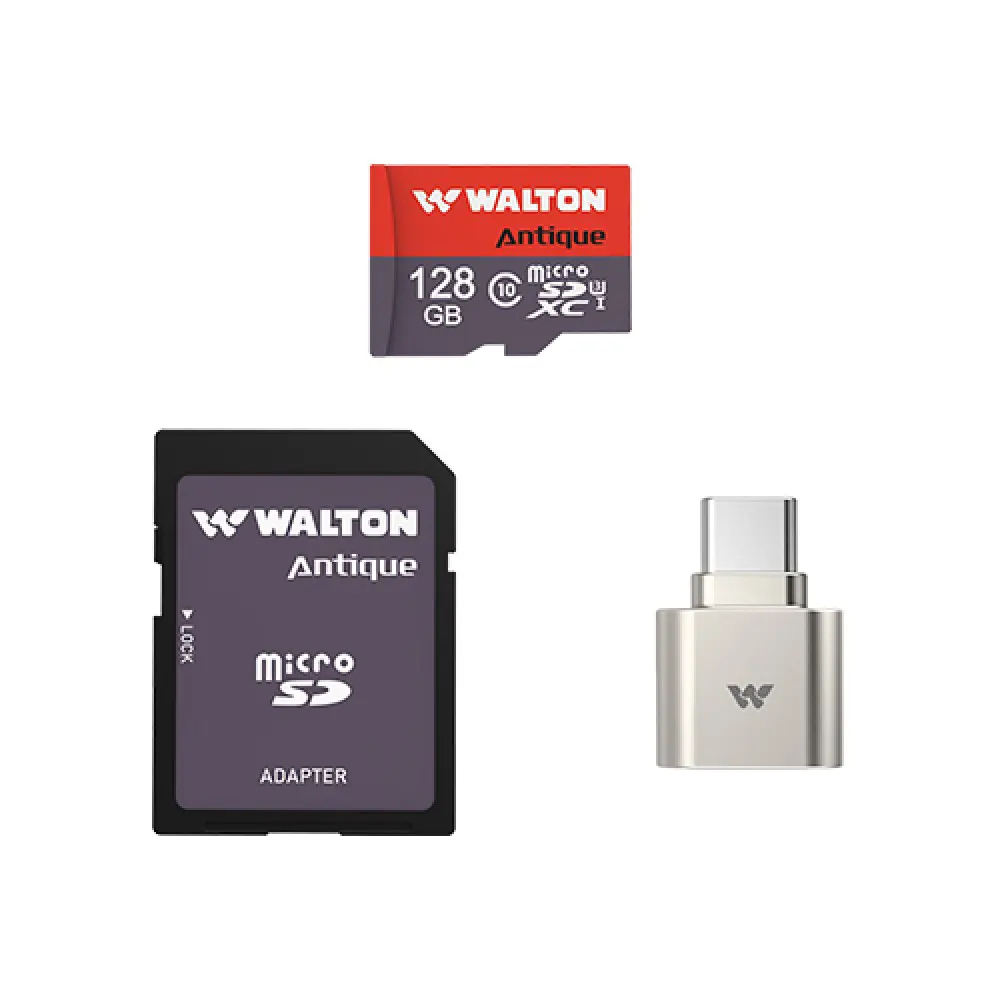 Walton WMC128WC 128GB MicroSD Card with Type-C Card Reader and SD Card Adapter – Shockproof, Waterproof, High-Speed Data Transfer