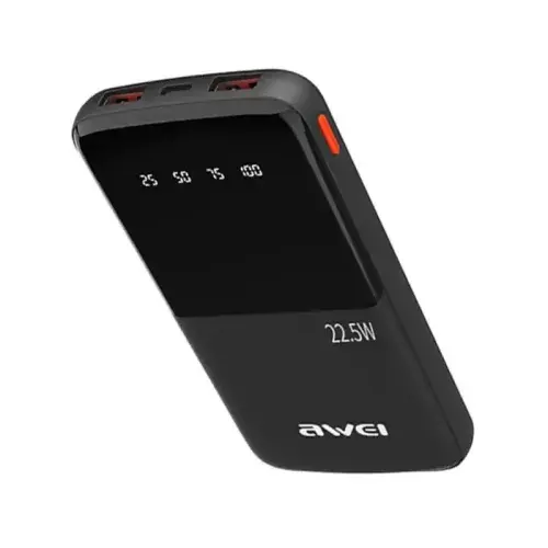 🏷 Product Title: Awei P10K 10000mAh Power Bank | 22.5W Fast Charging | LED Digital Display | Triple Output (Type-C + Dual USB) | Portable Charger for Phone & Tablet